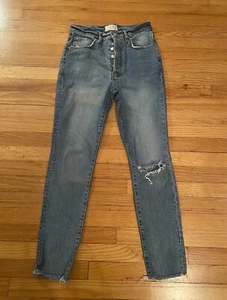Free People High Rise Button Fly Raw Hem Jeans Gr. 28 - Bild 1 von 3