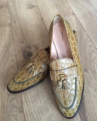 JCREW COLLECTION Mocasín Biella Cocodrilo-Repujado Lthr 11 Verde Safar F8499 RARO Foto 1 de 4