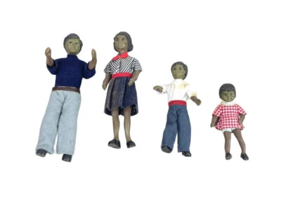 Vintage 3”-5.5” African American Black Brown Rubber Bendable Figure Family of 4 - Image 1 of 4