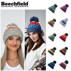 Mens Womens Knitted Bobble Pom Pom Beanie Hats | Unisex Warm Winter Ski Caps - Picture 1 of 26