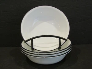 CORELLE Vitrelle MARISSA 4 cuencos de postre de frutas blancos con borde NEGRO RECORTE 5 5/8" - Imagen 1 de 7