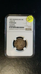 1899 NEWFOUNDLAND Twenty Cents NGC VF LARGE 99 20C Coin PRICED TO SELL! - Picture 1 of 4