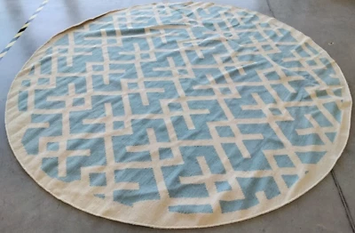 LIGHT BLUE / IVORY 8' X 8' Round Flaw in Rug Reduced Price 1172738076 DHU545B-8R - Image 1 of 4