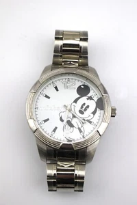 MZB DISNEY Mickey Mouse Silver Tone Large Face MCK988 Men's Watch - Picture 1 of 4