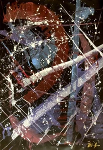 QUADRO DIPINTO A OLIO SU TELA ASTRATTO FIRMATO WALTER GERACI - Foto 1 di 13