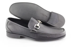 Men's SALVATORE FERRAGAMO 'Magnifico' Black Leather Loafers Size US 10 - D - Picture 1 of 6