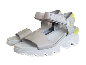 Sorel Kinetic Impact Sandals Platform Woman’s Size 9 Gray Yellow Casual NL3567 - Picture 1 of 11