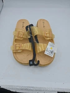 Scarpe JUST be donna misura 10 sandali oro fibbia glitter spiaggia slip on nuovi - Foto 1 di 6