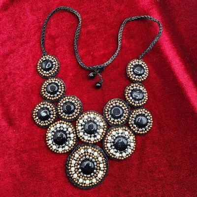 Panacea Cachet 圆围兜项链 Hematite 黄铜串珠钩针编织 Nordstrom — 第 1/4 张图片