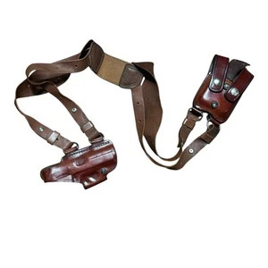Don Hume Leather Holster Straps Belt Holder Dbl Ammo Magazine Pouch - Picture 1 of 12