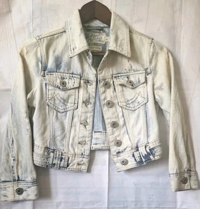 Heart & Soul Distressed Cropped Jeansjacke Festival Urlaub Sommer Strand UK 8 - Bild 1 von 4