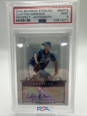 2006 Bowman Sterling #BSPCK CLAYTON KERSHAW ROOKIE PROSPECT AUTO PSA 9 - Image 1 of 2