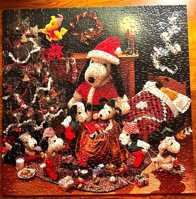 SPRINGBOK * 500 Pieces * HAKKMARK *A SNOOPY CHRISTMAS * USED * COMPLETE - Image 1 of 3