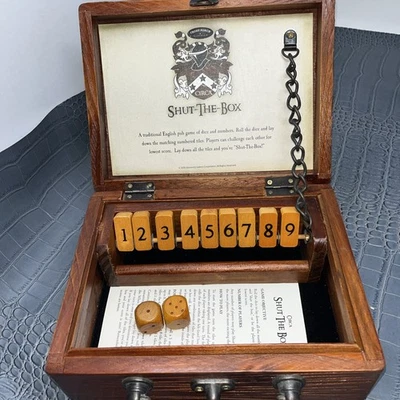 Shut the Box Board Game Bookshelf Edition Front Porch Classics Wood Complete - Image 1 of 4