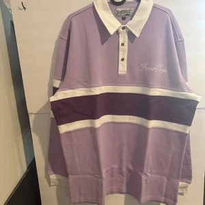 NWT Bogey Boys Macklemore Stripe Long Sleeve Golf Polo Purple Men's Size XL - Picture 1 of 7