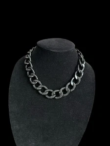 Simply Vera Wang Signed Gunmetal Chunky Chain Link Necklace - Picture 1 of 6