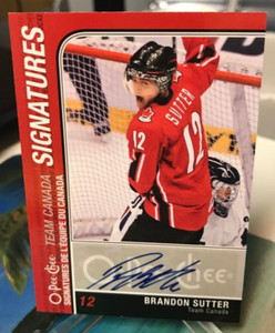 BRANDON SUTTER AUTO OPC TEAM CANADA SIGNATURES TC-BS 2011 12 UD UPPER DECK