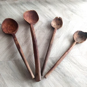 Job LOT Old Antique Folk Art Wooden Spoons Spatula Kitchen Paddle Farm Cutlery - Picture 1 of 14