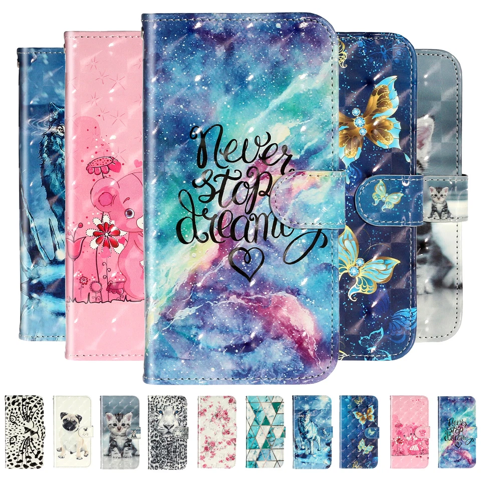 Phone Case Cover for LG K51 V40 Stylo 5 G8 G7 3D Painted PU Leather Wallet Case - Image 1 of 4