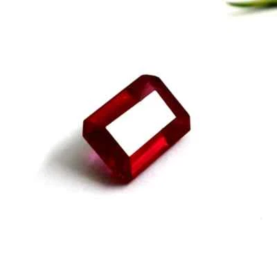 AAA Quality Pigeon Red Ruby 9 Ct Certified Burma Emerald Cut Loose Gemstone AKP - Image 1 of 4
