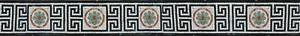Border Design Black Outlines Flower Marble Mosaic - Picture 1 of 1