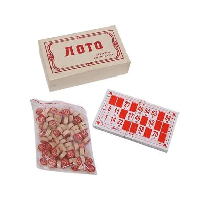 Russian Lotto Chessboard Game Wood Bingo Set for Activities Parties Friends - Image 1 of 4