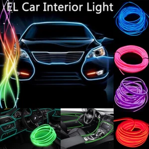 LED Car Interior EL Wire Neno lights Auto Atmosphere Tube Strip Rope Tape Light - Picture 1 of 31
