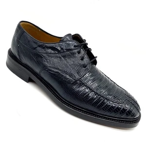 Mianni Collezioni schwarz Original Eidechse geteilte Zehe Derby Oxford Schuh Herren Größe-7,5 - Bild 1 von 7