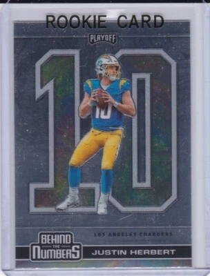 JUSTIN HERBERT ROOKIE CARD 2020 Playoff Behind the Numbers #'s NFL CHARGERS RC! - Image 1 of 2