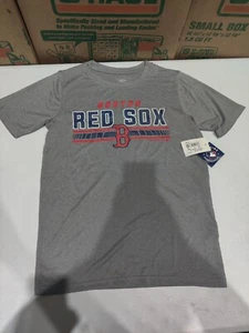 New Official MLB Boston Red Sox Gray Youth Boys Short Sleeve Athletic Shirt - Picture 1 of 5
