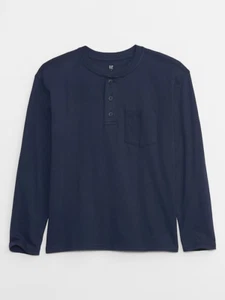 Gap Jersey Henley Pocket T-Shirt Boys XXL (14-16) Navy Blue Long Sleeve ~ New - Picture 1 of 7