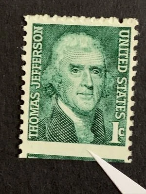 3/3805 US stamp Sc1299 1c Extreme Cut Perf Errors MNHOG Great EFO - Image 1 of 2