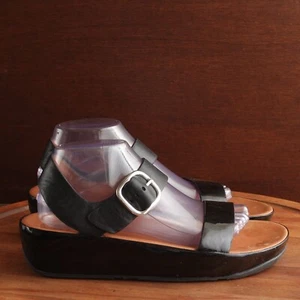 FitFlop Damen-Sandalen Größe 10 schwarz Leder Fersenriemen Keilabsatz Schnalle Komfortschuhe - Bild 1 von 14