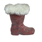 Realistic Santa Boot Glitter Faux Fur Trim Centerpiece Mantle Christmas Display