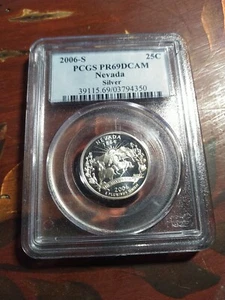 2006 S Nevada Silver State US State Quarter 25c 90% SILVER Coin PCGS PR69DCAM - Picture 1 of 12