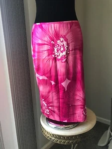 $175 Theory Pink Flowers Stretchy Silk Pull on Pencil Skirt 10 NWT - Picture 1 of 6