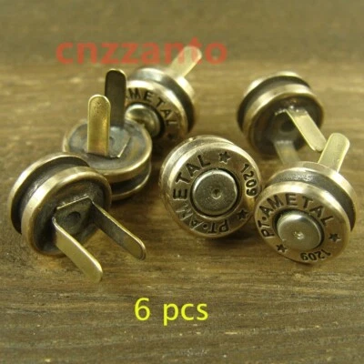 6pcs Brass " bullet primer " Nail conchos stud Rivet with double prongs Z514 - Image 1 of 4