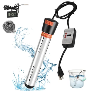 2000W Immersion Water Heater with Digital LCD Thermometer Stainless Steel Guard  - Picture 1 of 7