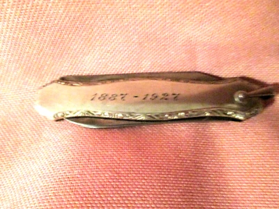 Navaja de bolsillo plegable antigua de 2 hojas llena de oro - grabada 1887-1927 Foto 1 de 4