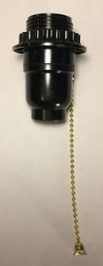 New Threaded Phenolic Bakelite Pull Chain Lamp Socket w/ Shade Ring, E26, #SO682 - Picture 1 of 4