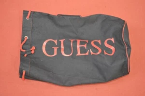 Vintage 90s Guess Marciano Black Red Canvas Drawstring Duffel Sports Bag - Picture 1 of 4