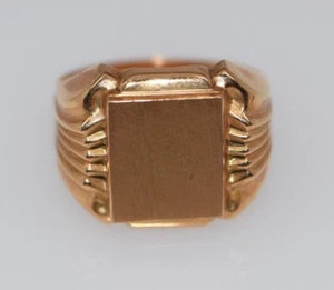 18K Rose Gold Men's Signet Ring "New old Stock" , size 10.5 - Picture 1 of 9