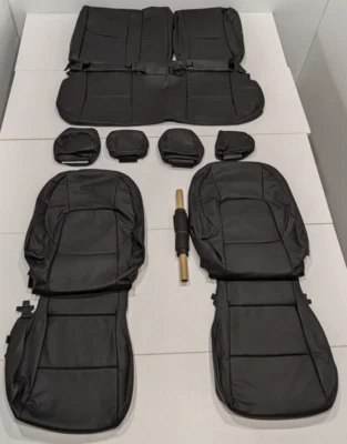 Черные кожаные чехлы на сиденья для Toyota Prius LE 2023-2025 KR428 - Изображение 1 из 4