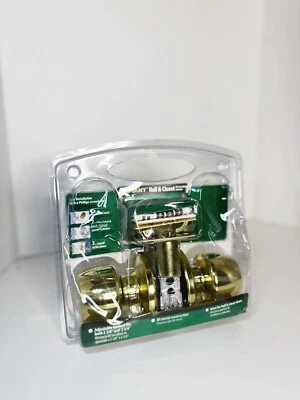 Maçanetas de porta Defiant Hall & Closet latão novo na caixa retas sem travamento - Imagem 1 de 4