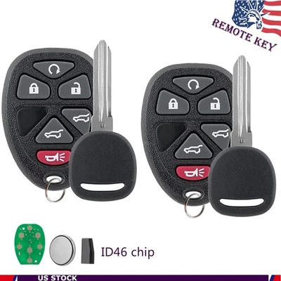 2 Replacement for 2007-2014 Chevy Tahoe Traverse GMC Yukon Remote Key Fob Set - Image 1 of 4