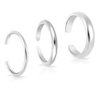 Anelli 3pz per le Dita dei Piedi Sottili con Fascia Aperta Eleganti Argento