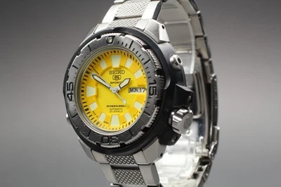 [EXC+5] SEIKO 5 Divers 200 7S36-02S0 SKZ251 Franken Monster YL Dial AT Hombres JPN Foto 1 de 4