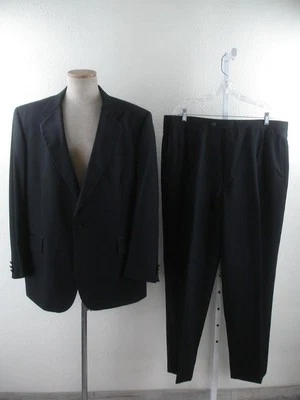 Men's 46L One-Button 2-Pc Formal Tuxedo Suit Satin Pants 39 X 31 Suspenders Vtg - Image 1 of 4