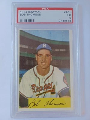 1954 Bowman #201 Bob Bobby Thomson PSA 5 - Image 1 of 2