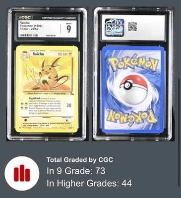 Raichu 29/62 Fossil Regular Rare 1999 CGC 9 MINT - Image 1 of 3